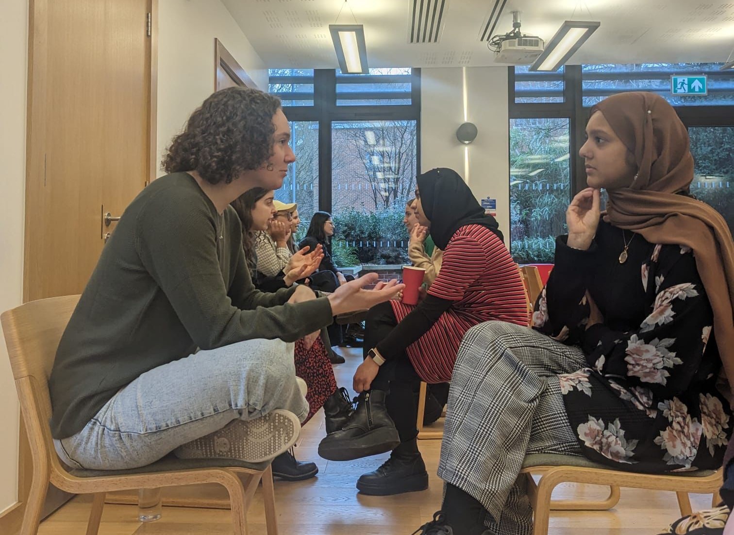 Two students in conversation